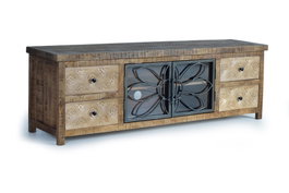 GINER Y COLOMER Mueble TV de madera de mango y metal marrón envejecido